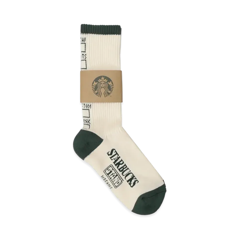STARBUCKS STAND x BEAMS DRINK-ID Socks "Off White"