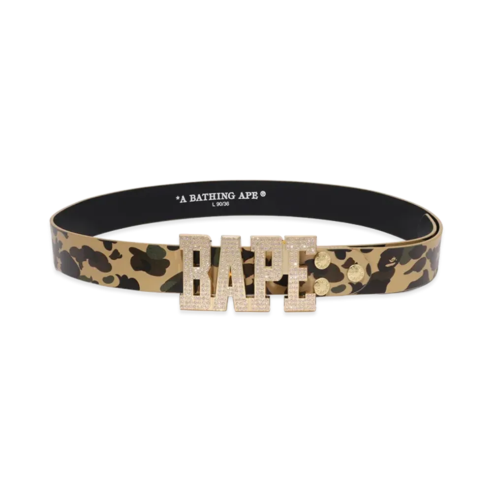 A BATHING APE Bape Leather Belt "Yellow"