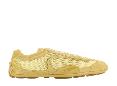 PRADA Women's Suede And Mesh Montecarlo Sneakers "Yellow"