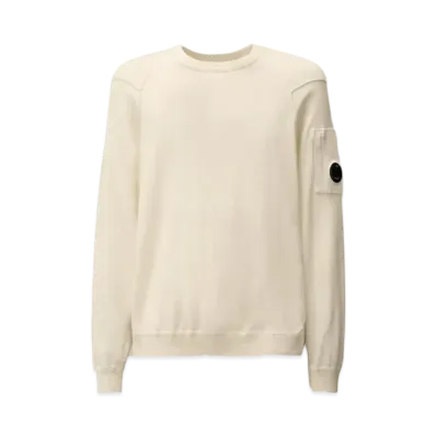 C.P. Company Sea Island Crewneck Lens Knit "Gauze White"