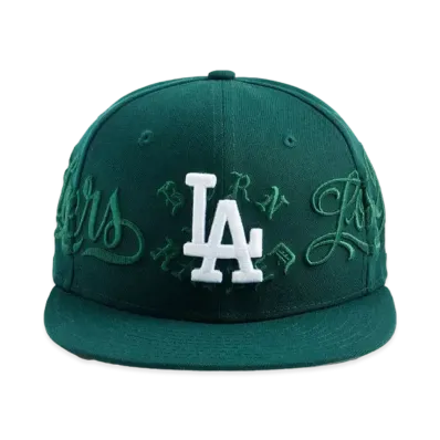 Born x Raised x Mister Cartoon x Dodgers Wrap Around Script Fitted "Dark Green"
