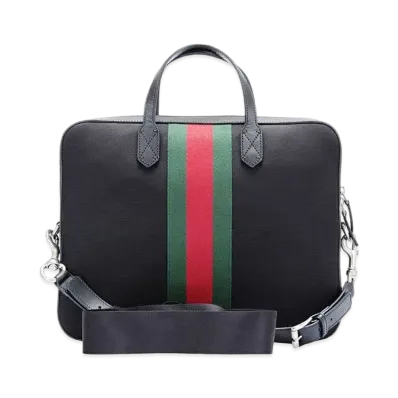 GUCCI 2way Briefcase Sherry Line Canvas "Black"
