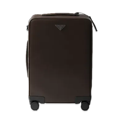 PRADA Saffiano Leather Trolley "Dark Brown"