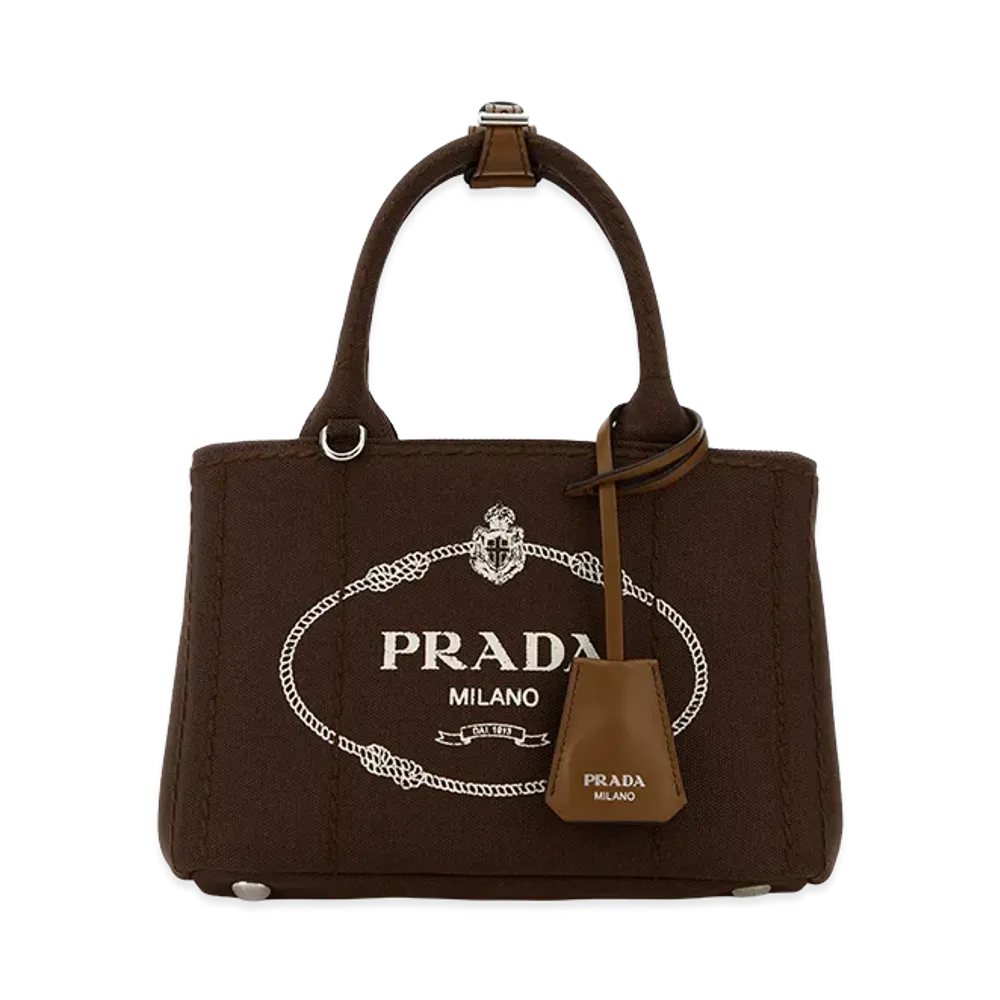 PRADA Women's Canvas Mini Jardiniere Handbag "Brown"
