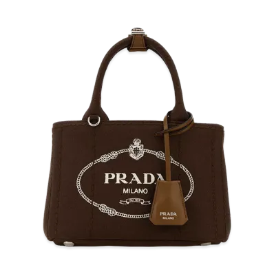 PRADA Women's Canvas Mini Jardiniere Handbag "Brown"