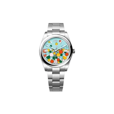 ROLEX Oyster Perpetual 41mm Oyster Steel "Turquoise Blue/Celebration Motif" m124300-0008