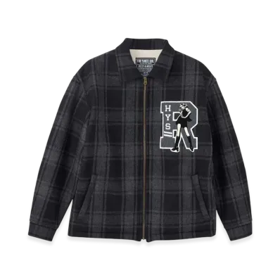 HYSTERIC GLAMOUR HYS Rock Emblem Lining Boa Jacket "Black/Multicolor"