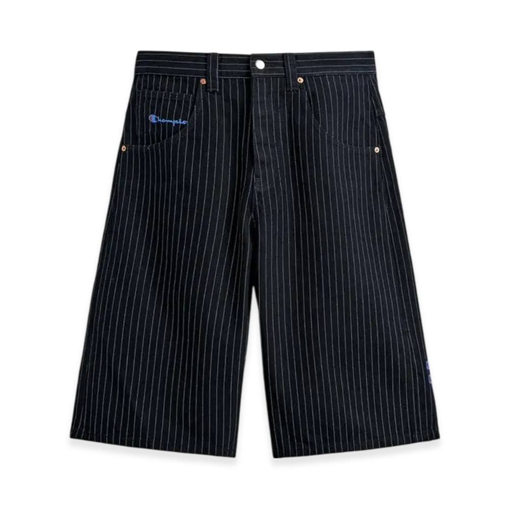 ZARA x CHAMPION Striped Baggy Fit Bermuda Shorts "Blue"