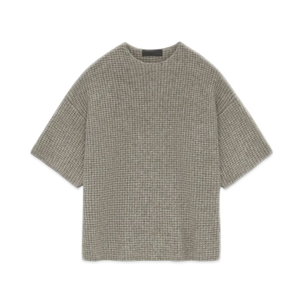 FEAR OF GOD Essentials Heavy Waffle Short Sleeve Crewneck Sweater "Heather Gray"