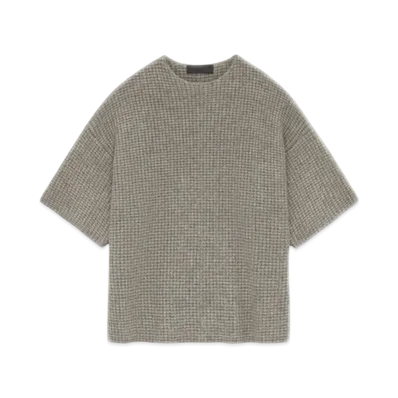 FEAR OF GOD Essentials Heavy Waffle Short Sleeve Crewneck Sweater "Heather Gray"