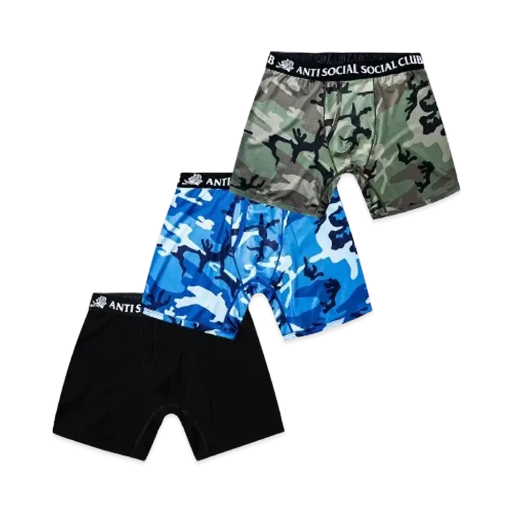 ANTI SOCIAL SOCIAL CLUB Jacquard Logo Boxer Briefs 3-Pack "Camo Solid"
