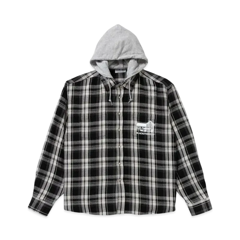 BlackEyePatch HOODED FLANNEL SHIRT "Black/Gray"