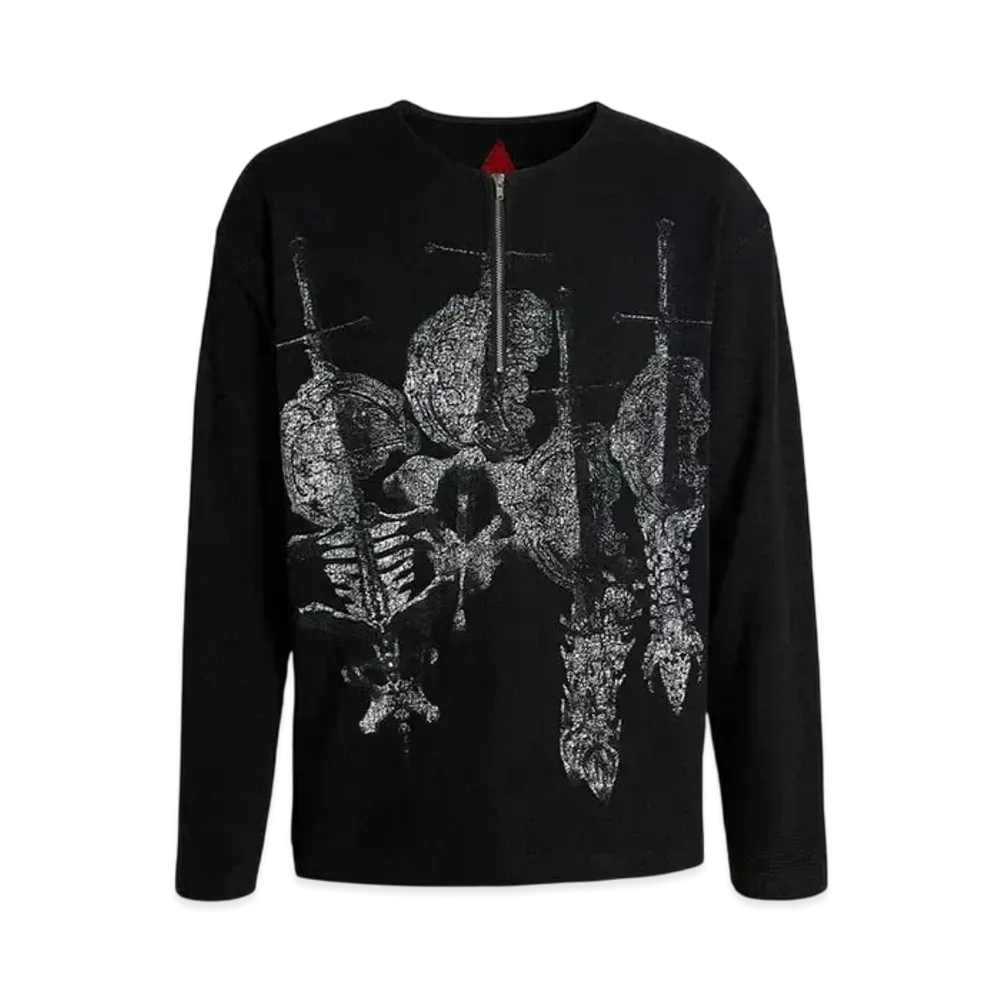 The Boy Has No Patience Printed Bone With Sword L/S Tee "Black"
