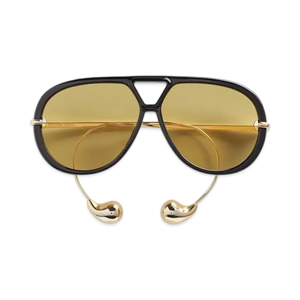 Bottega Veneta Drop Aviator Sunglasses "Black/Yellow"