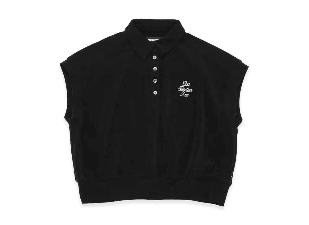 GOD SELECTION XXX Women's Script Logo Pile Polo Shirt GXL-S26-CS-08 "Black"