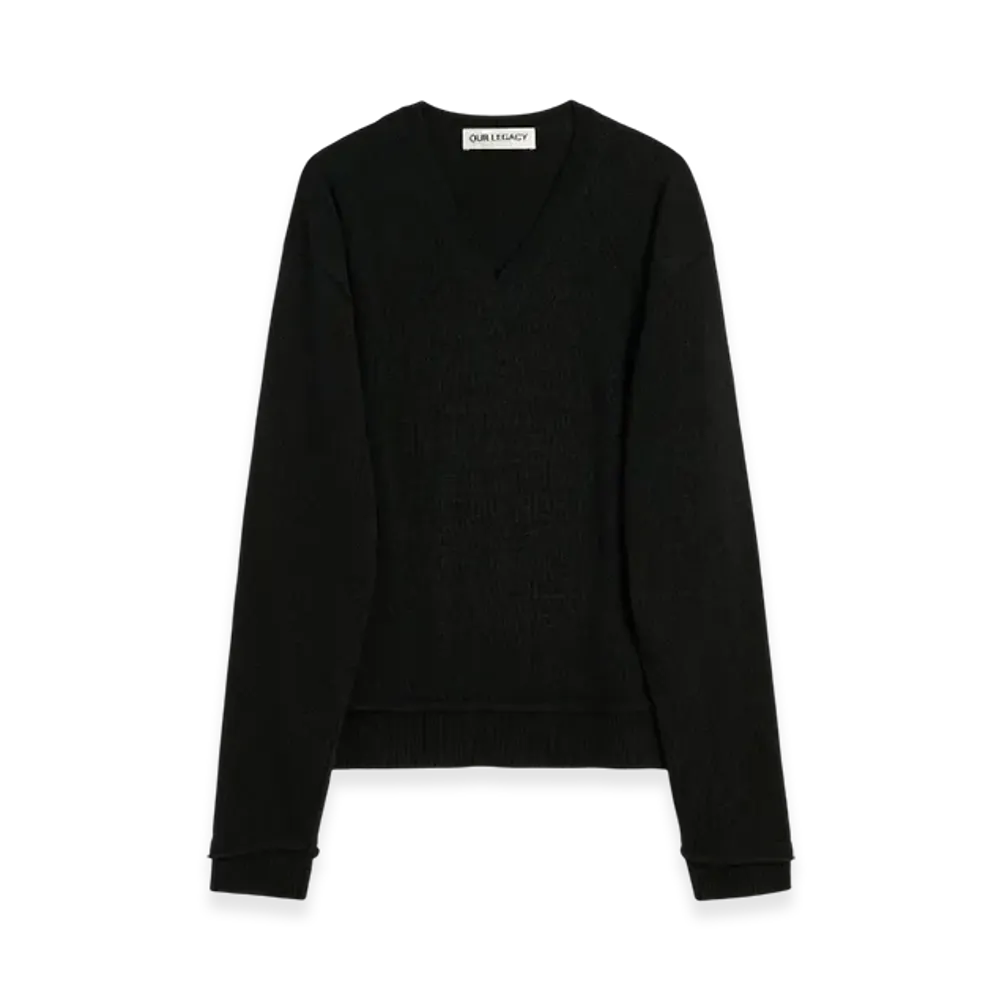 OUR LEGACY Parallel V-Neck "Black Cherub Wool"