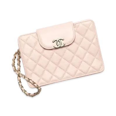 CHANEL Small Pouch Lambskin & Gold Tone Metal "Pink"