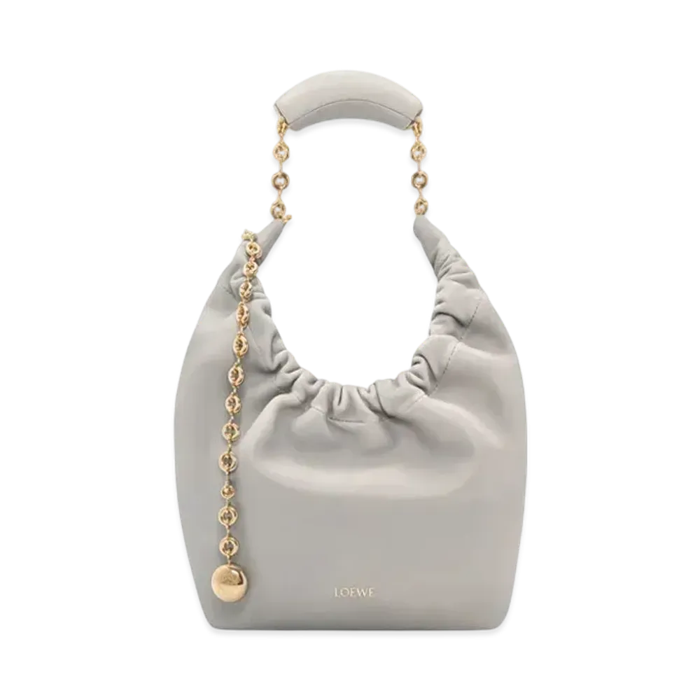 LOEWE Small Squeeze Bag in Mellow Nappa Lambskin "Shell Grey"