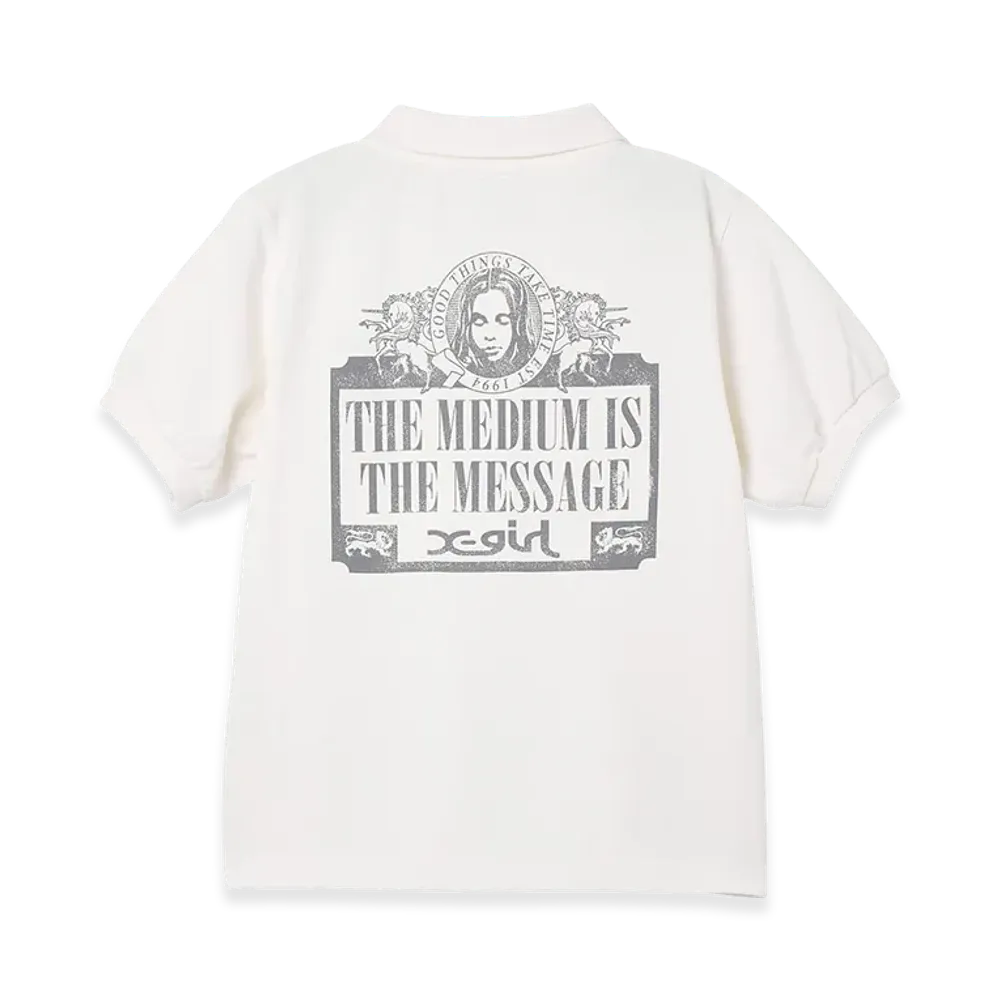X-Girl Women's Vintage Label Face Baby Polo Top "White"