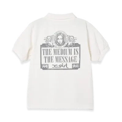 X-Girl Women's Vintage Label Face Baby Polo Top "White"