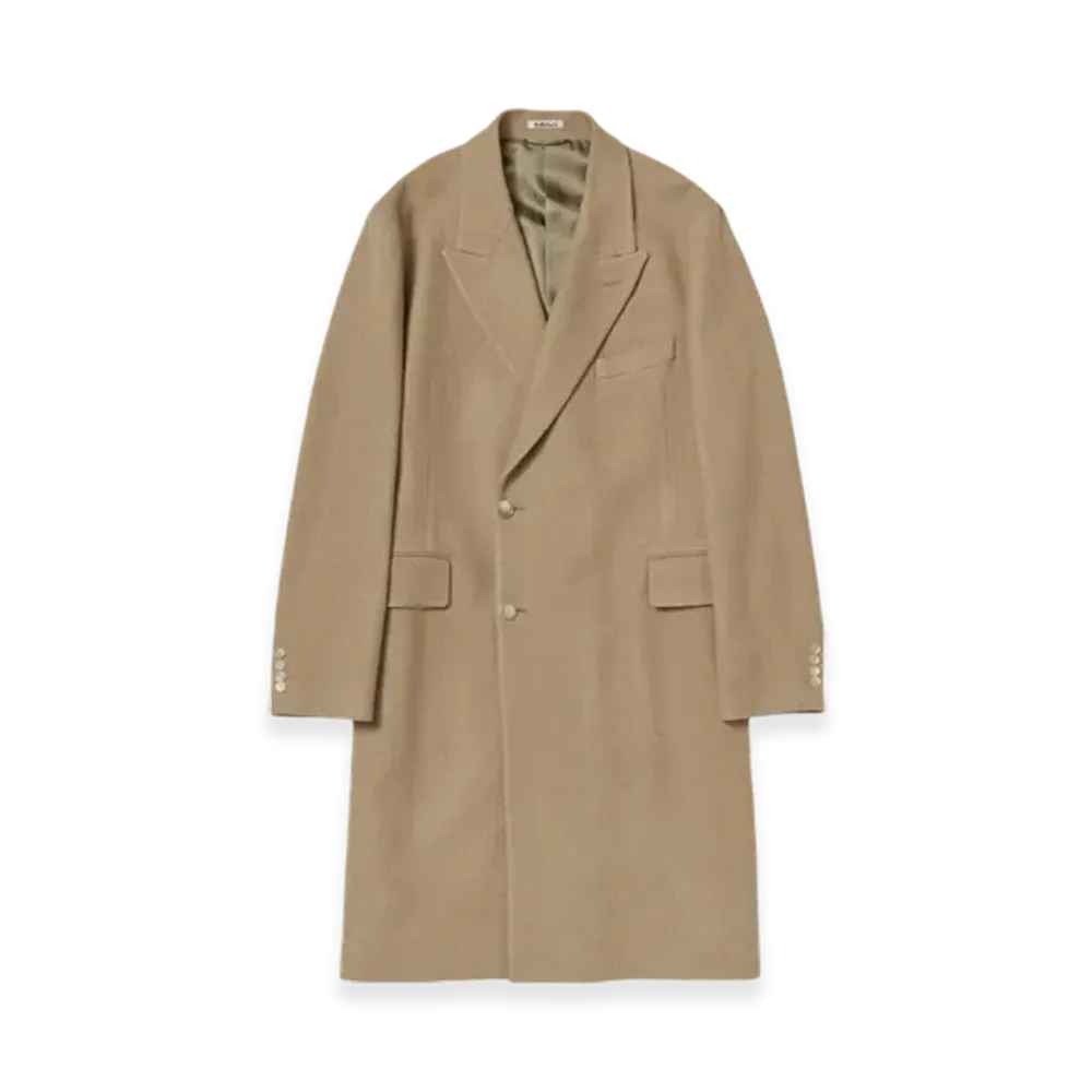 AURALEE Super Fine Wool Twill Melton Chesterfield Coat "Beige Chambray"