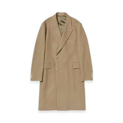 AURALEE Super Fine Wool Twill Melton Chesterfield Coat "Beige Chambray"