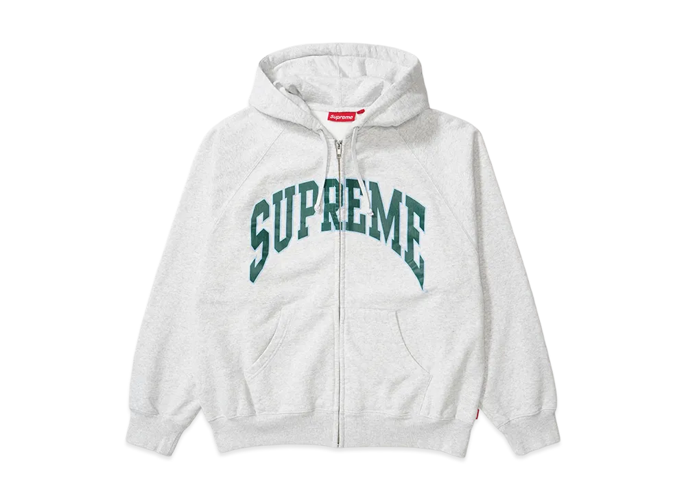Supreme Cracked Raglan Zip Up Hooded Sweatshirt "Ash Grey"