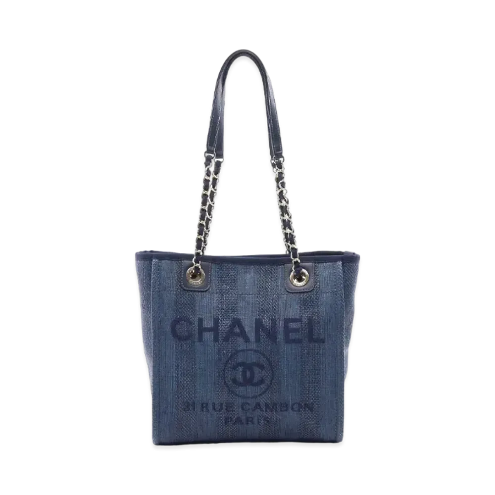 CHANEL Mini Deauville Tote Canvas "Navy/Gold"