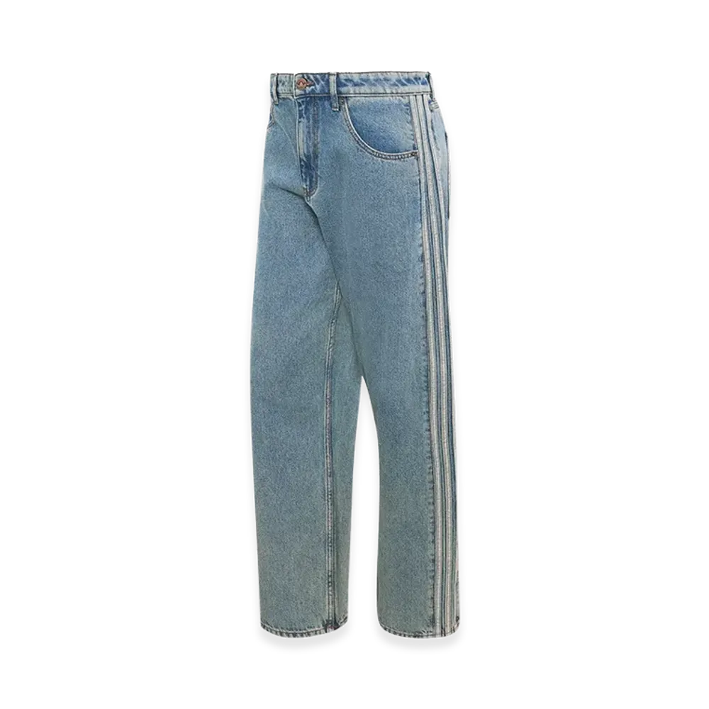 adidas Firebird Adicolor Denim Jeans Mid-Rise Straight-Leg "Worn Blue Denim"