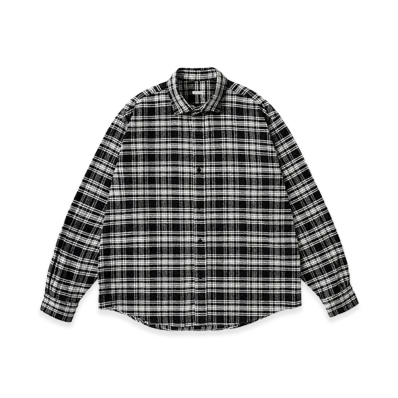 A.PRESSE Vintage Cotton Silk Nep Twill Check Shirts "Navy"
