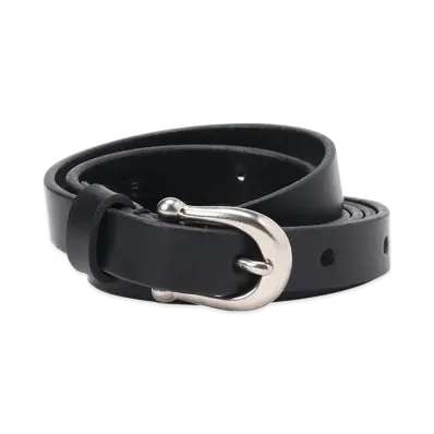 Yohji Yamamoto Matt Soft Oil Leather 15Mm Long Belt "Black"