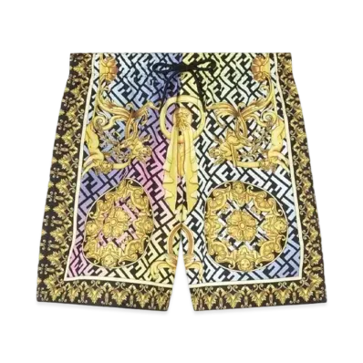 FENDI x Versace Fendace Gold Baroque Mid-Length Swim Shorts