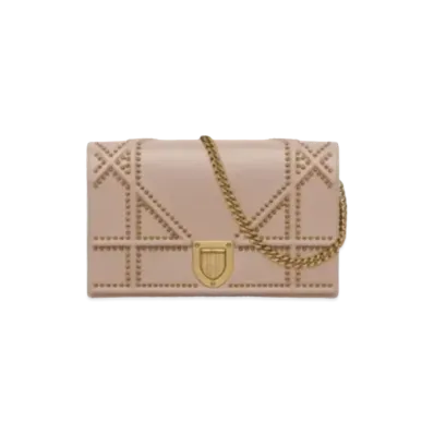 Dior Cannage Pattern Lambskin Wallet "Pink"
