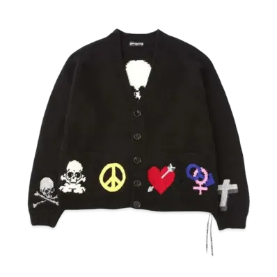 mastermind WORLD Oversized Cashmere Handknitted Cardigan "Black"