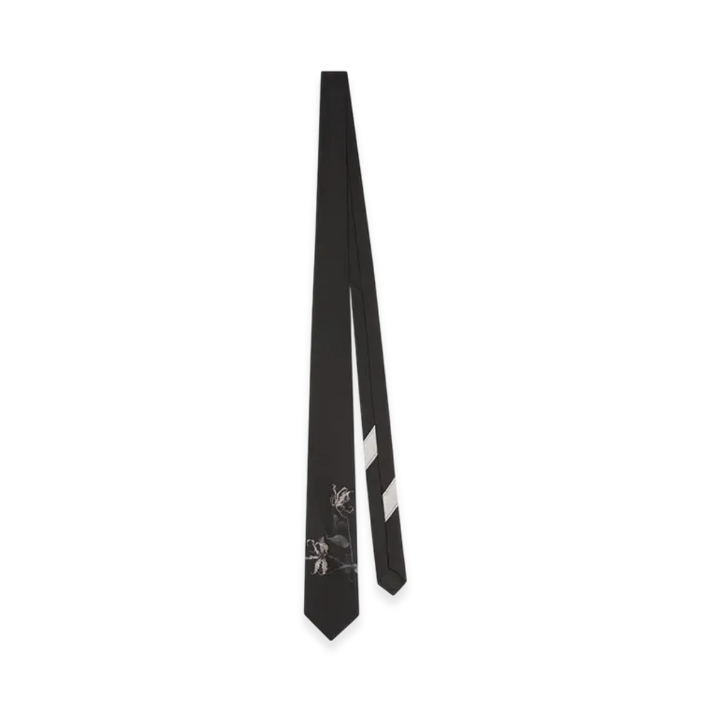 DRIES VAN NOTEN Printed Silk Tie "Blush"