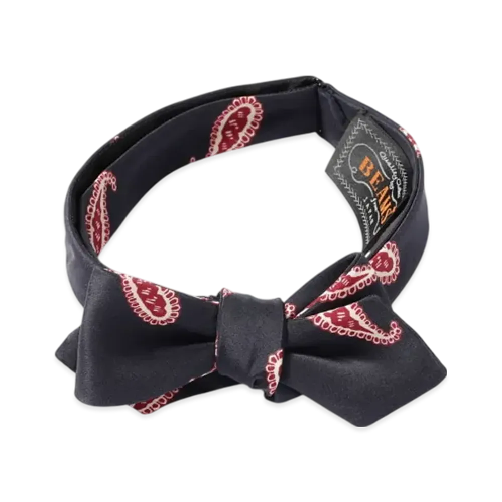 BEAMS Silk Bow Tie Paisley Print "DarkNavy"