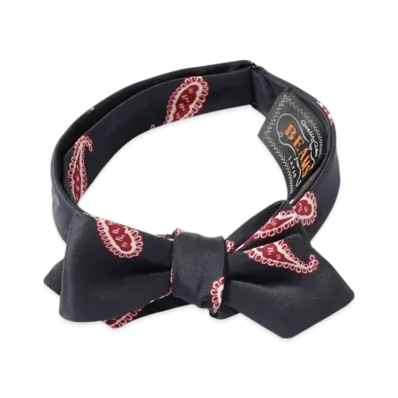 BEAMS Silk Bow Tie Paisley Print "DarkNavy"