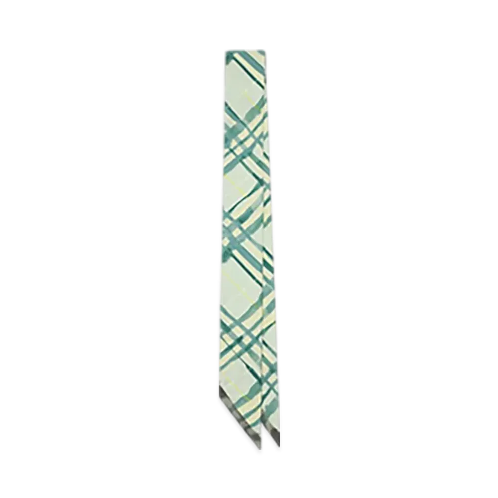Burberry Skinny Reversible Check Silk Scarf "Breeze"
