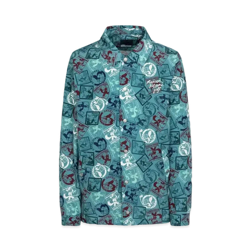Maison Kitsune Golf Coach Jacket "Blue Green"