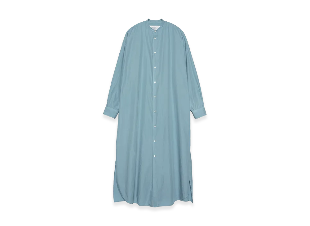 Graphpaper minus Botanical Dyed Broad Oversized Band Collar Dress "Sax"