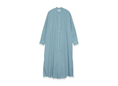 Graphpaper minus Botanical Dyed Broad Oversized Band Collar Dress "Sax"