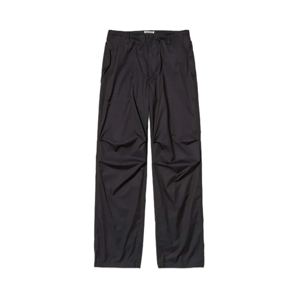 AURALEE Hard Twist Polyester Satin Laminate Field Pants "Black"