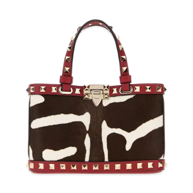 Valentino Women's Printed Calf Hair Rockstud Handbag "Animal Print"