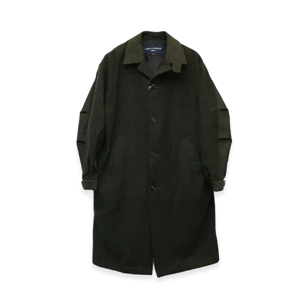 COMME des GARCONS HOMME Wool Tweed Herringbone Shrunk x Polyester Wool Herringbone x Cotton Nylon Tussah Coat "Khaki"