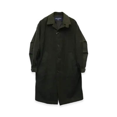 COMME des GARCONS HOMME Wool Tweed Herringbone Shrunk x Polyester Wool Herringbone x Cotton Nylon Tussah Coat "Khaki"