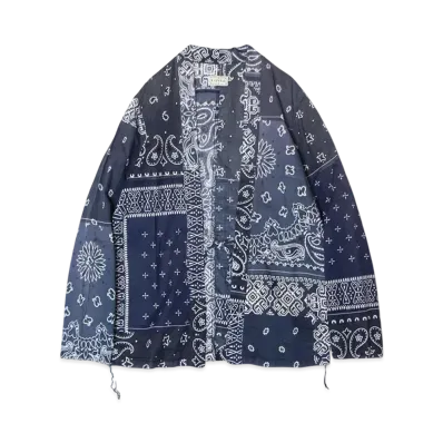 KAPITAL Gauze Bandana Patchwork Shirt "Purple Navy"