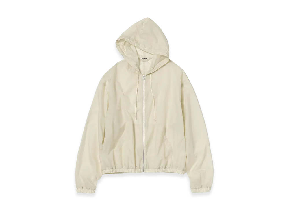 AURALEE Sheer Nylon Ripstop Hooded Blouson "Dusty Ivory"