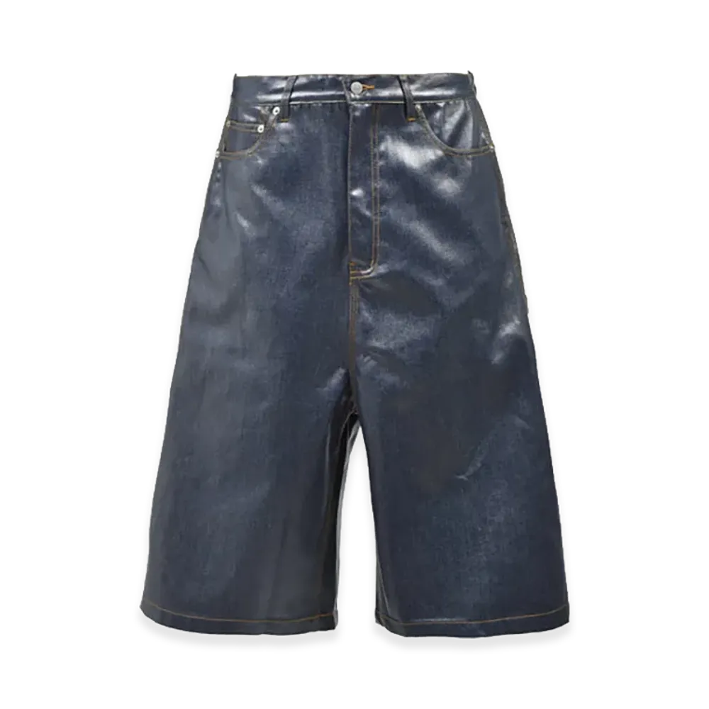 BREATH Coating Shiny Rigid Denim Shorts "Indigo"