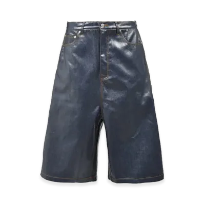 BREATH Coating Shiny Rigid Denim Shorts "Indigo"