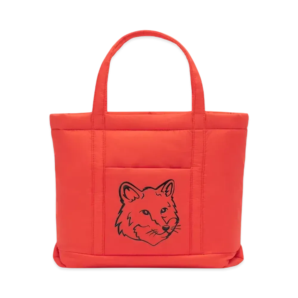 Maison Kitsune Foxhead Puffer Medium Tote "Wild Strawberry"